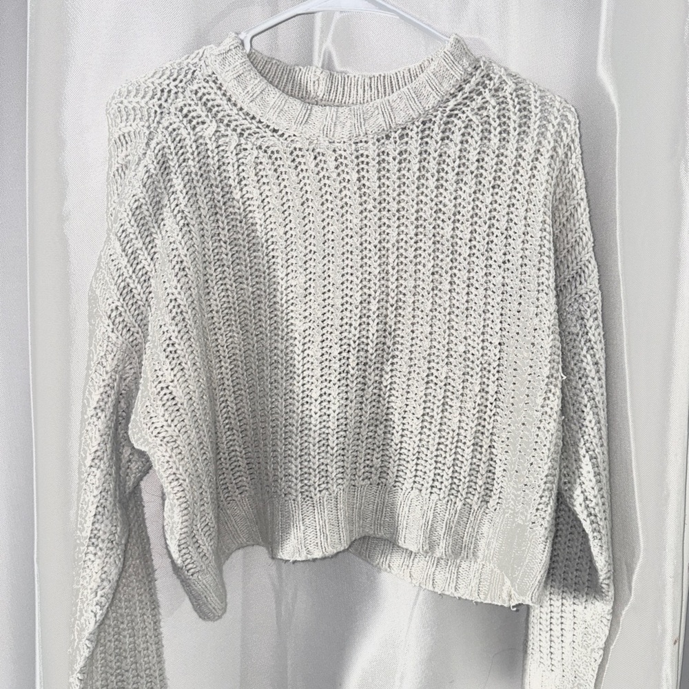 American Eagle Outfitters Light Gray Knit Sweater